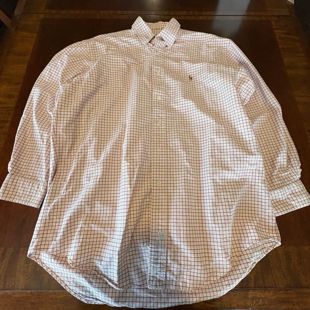 Ralph Lauren Red Windowpane Button Down Shirt‎ Classic Pony Logo